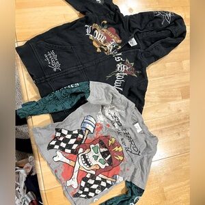 3-4T Ed Hardy zip up sweater and long sleeve shirt